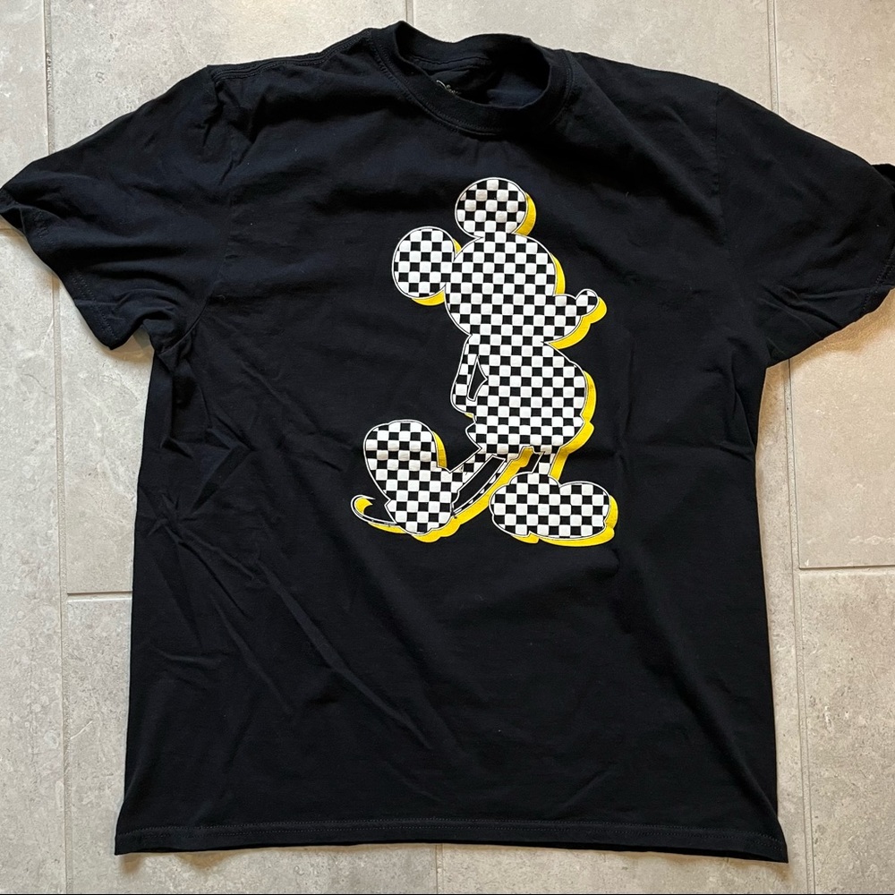 Mickey Mouse Checkerboard Graphic Tee T shirt